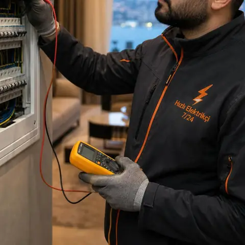 Silivri Çanta Sancaktepe Mahallesi elektrikçi ekibinin elektrikli ısıtma hatlarının ayrı devreye alınması için yerinde çalışması
