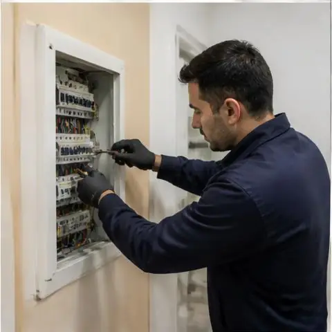 Büyükçekmece Ahmediye Mahallesi elektrikçi ekibinin topraklama hattı bulunmayan tesisatların düzenlenmesi için yerinde çalışması