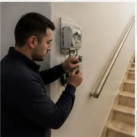 Esenyurt Yeşilkent Mahallesi elektrikçi ekibinin yeşilkent Mahallesi'nde yeni bina tesisat kontrolü için yerinde çalışması