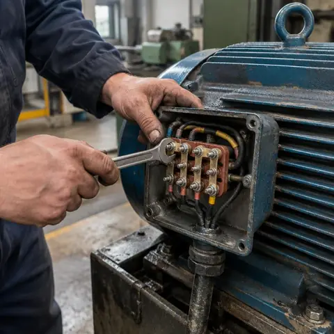 Beylikdüzü Yakuplu Mahallesi elektrikçi ekibinin motor koruma rölesi ve klemens sıkma kontrolü için yerinde çalışması