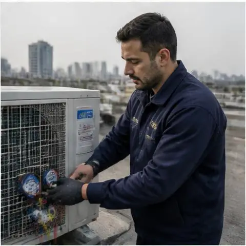 Büyükçekmece Bahçelievler Mahallesi elektrikçi ekibinin kombi, klima ve ısıtıcı hatlarının ayrılması için yerinde çalışması