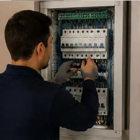 Avcılar Ambarlı Mahallesi elektrikçi ekibinin nemden kaynaklanan pano paslanması ve kaçak akım rölesi atmaları için yerinde çalışması