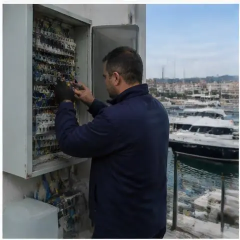 Büyükçekmece Karaağaç Mahallesi elektrikçi ekibinin bahçe, garaj ve depo hatlarının ayrılması için yerinde çalışması