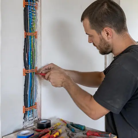 Silivri Çanta Sancaktepe Mahallesi elektrikçi ekibinin bahçedeki yer altı hatlarında nem kaynaklı kaçak tespiti için yerinde çalışması