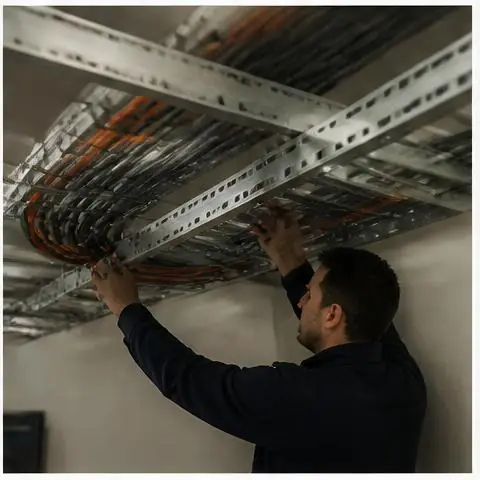 Büyükçekmece Ekinoba Mahallesi elektrikçi ekibinin bahçe ve dış kapı aydınlatması için yerinde çalışması