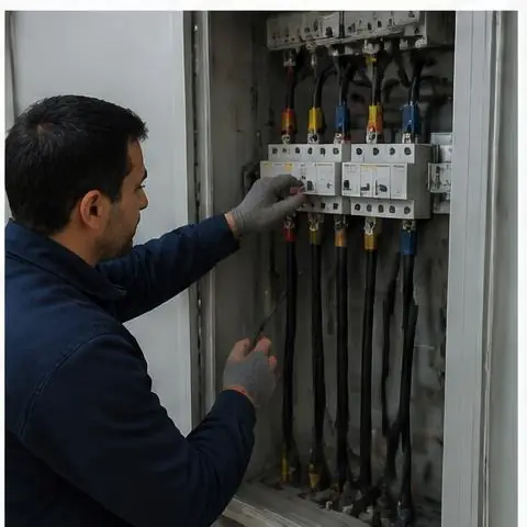 Esenyurt Talatpaşa Mahallesi elektrikçi ekibinin talatpaşa Mahallesi'nde eski kablo yenileme için yerinde çalışması