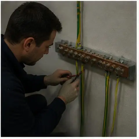 Büyükçekmece Güzelce Mahallesi elektrikçi ekibinin tuzlu nemden kaynaklı klemens ve pano oksitlenmesi için yerinde çalışması