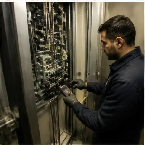 Büyükçekmece Atatürk Mahallesi elektrikçi ekibinin dükkân ve konut hatlarının aynı panodan beslenmesinden kaynaklanan atmalar için yerinde çalışması