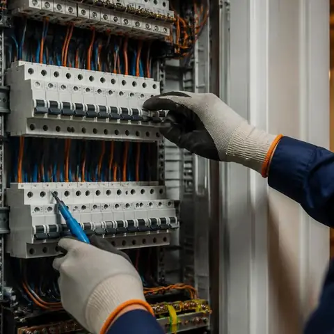 Silivri Sayalar Mahallesi elektrikçi ekibinin kar ve rüzgâr kaynaklı hava hattı hasarlarının onarımı için yerinde çalışması