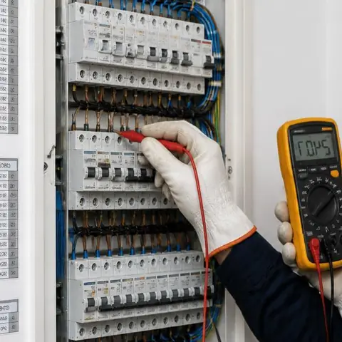 Silivri Yolçatı Mahallesi elektrikçi ekibinin işletme ve depolarda üç fazlı besleme ile dış saha aydınlatması için yerinde çalışması