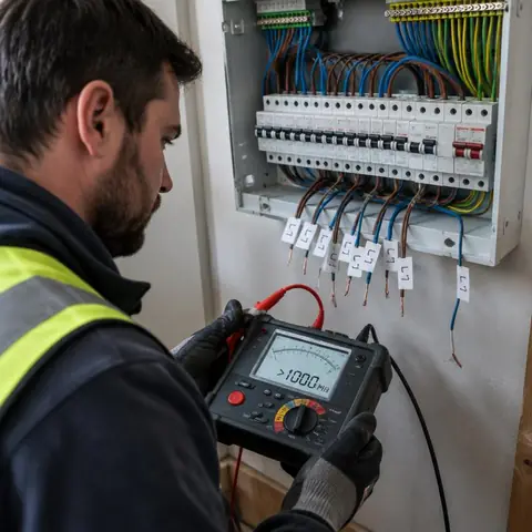 Beylikdüzü Gürpınar Mahallesi elektrikçi ekibinin yazlıktan daimi konuta dönen dairelerde hat kesiti yükseltme için yerinde çalışması