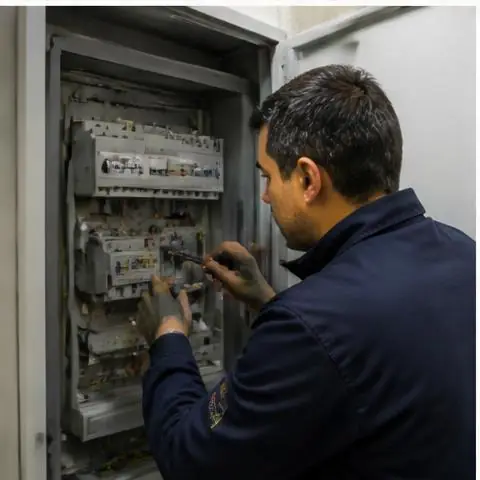 Bahçeşehir elektrikçi ekibinin ilk etap konutlarda eksik kaçak akım rölesi, topraklama ve eskimiş otomat şalterler için yerinde çalışması