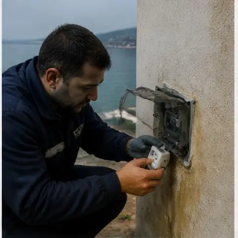 Esenyurt Esenkent Mahallesi elektrikçi ekibinin esenkent Mahallesi'nde site ve blok ana panoları için yerinde çalışması