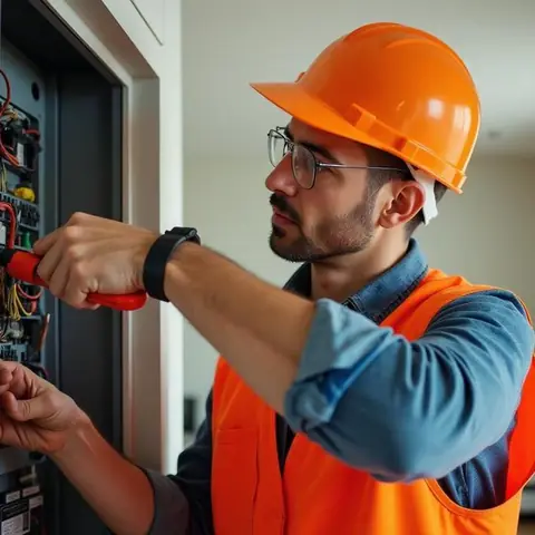 Silivri Gazitepe Mahallesi elektrikçi ekibinin kuyu pompası ve bahçe kapısı beslemesinin ayrılması için yerinde çalışması