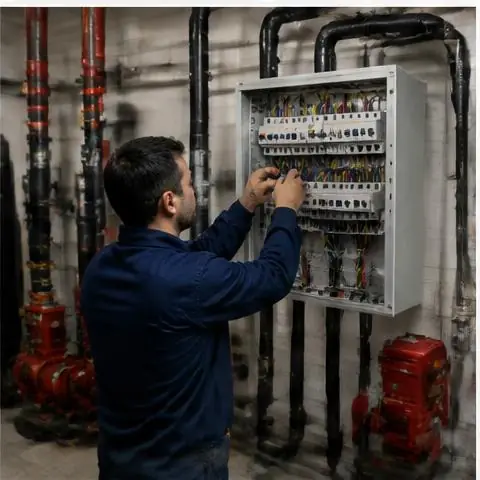 Esenyurt Balıkyolu Mahallesi elektrikçi ekibinin balıkyolu Mahallesi çevresinde iş yeri tabela beslemesi için yerinde çalışması
