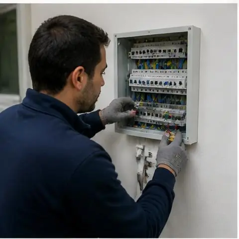 Büyükçekmece Sinanoba Mahallesi elektrikçi ekibinin bahçe aydınlatma ve sulama hatlarının düzenlenmesi için yerinde çalışması