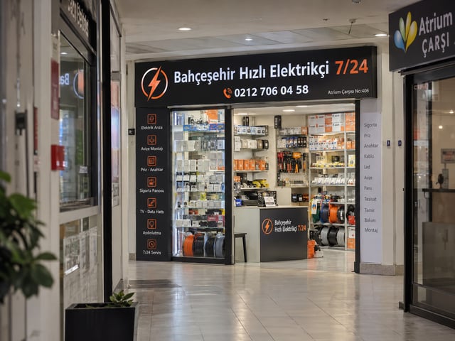 Bahçeşehir Hızlı Elektrikçi 7/24 iş yerimizin akşam saatlerinde ışıkları açık olan iş yerimiz