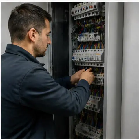 Esenyurt Barbaros Hayrettin Paşa Mahallesi elektrikçi ekibinin barbaros Hayrettin Paşa Mahallesi'nde yeni daire elektrik kontrolleri için yerinde çalışması