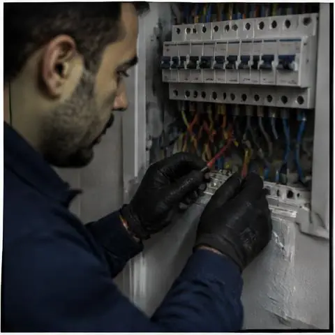 Esenyurt Pınar Mahallesi elektrikçi ekibinin pınar Mahallesi çevresinde iş yeri cihaz hattı için yerinde çalışması
