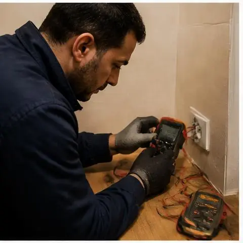Avcılar Merkez Mahallesi elektrikçi ekibinin iş merkezlerinde ortak alan aydınlatması ve pano bakımı için yerinde çalışması
