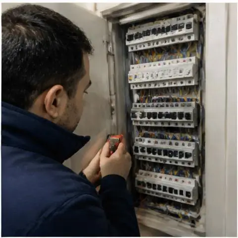 Bahçeşehir Esenkent Mahallesi elektrikçi ekibinin apartman kolon hattı ve sayaç panosunda ısınma, gevşek klemens sorunları için yerinde çalışması