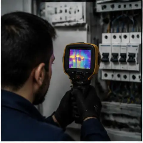 Esenyurt Osmangazi Mahallesi elektrikçi ekibinin osmangazi Mahallesi'nde imalathane pano düzeni için yerinde çalışması