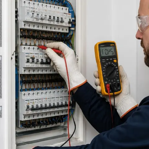 Silivri Ortaköy Mahallesi elektrikçi ekibinin motor koruma rölesi ve klemens sıkma kontrolü için yerinde çalışması