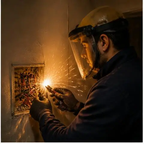 Avcılar Merkez Mahallesi elektrikçi ekibinin dükkânlarda tabela, vitrin ve soğutucu besleme hattı arızaları için yerinde çalışması