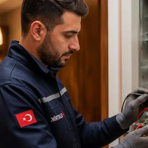 Silivri Kavaklı İstiklal Mahallesi elektrikçi ekibinin esnaf birimlerinde kademeli devreye alma ve yük dağılımı için yerinde çalışması