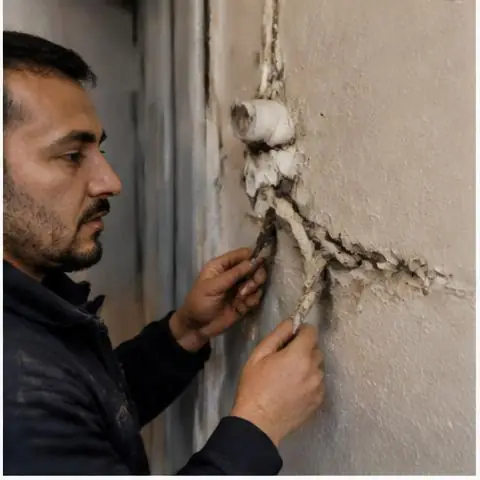 Büyükçekmece Yenimahalle Mahallesi elektrikçi ekibinin priz ve anahtar arızaları için yerinde çalışması