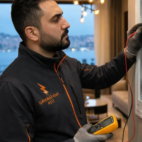 Silivri Mimar Sinan Mahallesi elektrikçi ekibinin site teknik şartnamesine uygun güzergâh ve malzeme seçimi için yerinde çalışması