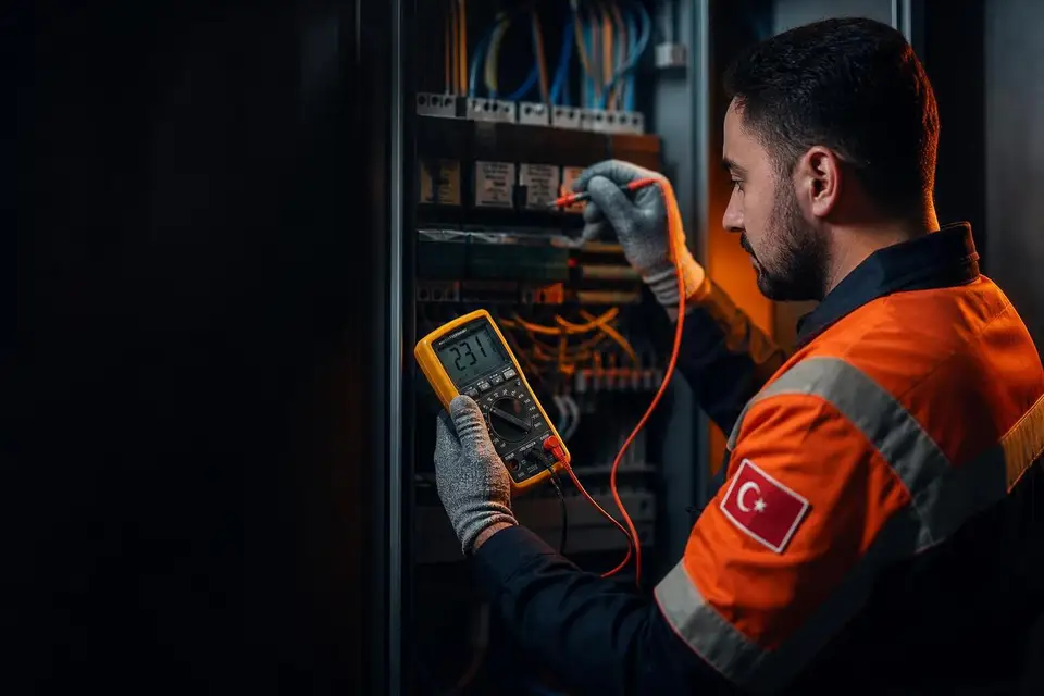 Elektrik panosunda multimetre ile ölçüm yapan Hızlı Elektrikçi 7/24 ustası